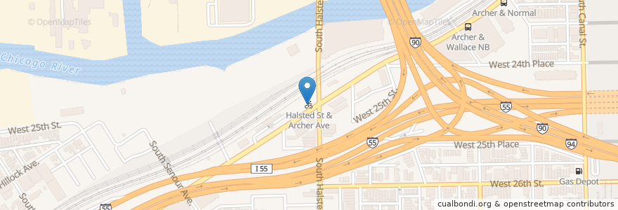 Mapa de ubicacion de Halsted St & Archer Ave en ایالات متحده آمریکا, ایلینوی, شیکاگو.