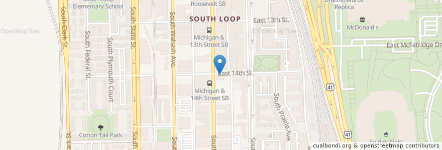Mapa de ubicacion de Michigan Ave & 14th St en アメリカ合衆国, イリノイ州, シカゴ.