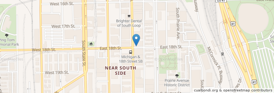 Mapa de ubicacion de Michigan Ave & 18th St en الولايات المتّحدة الأمريكيّة, إلينوي, شيكاغو.