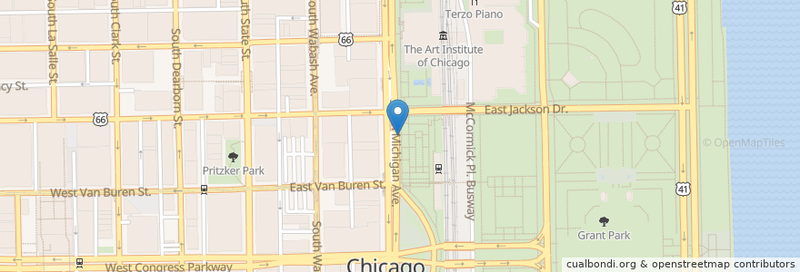 Mapa de ubicacion de Michigan Ave & Jackson Blvd en Estados Unidos De América, Illinois, Chicago.
