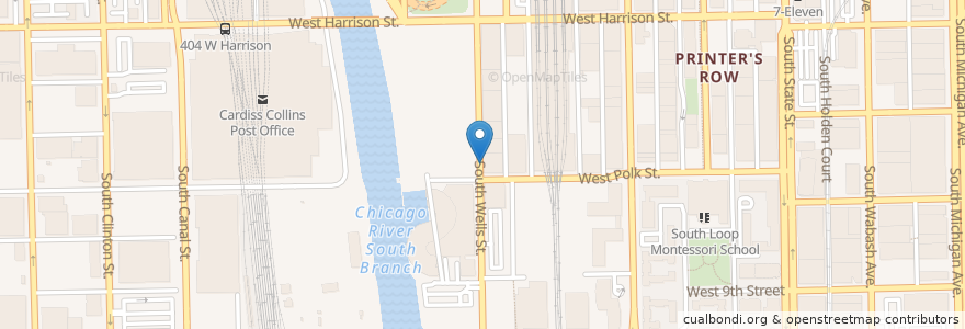 Mapa de ubicacion de Wells St & Polk St en United States, Illinois, Chicago.