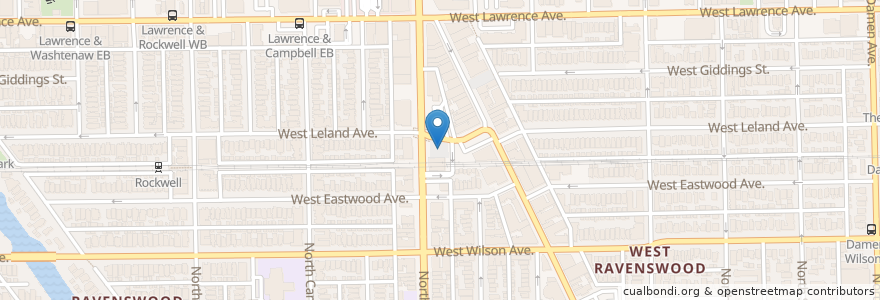 Mapa de ubicacion de Western Ave & Leland Ave en アメリカ合衆国, イリノイ州, シカゴ.
