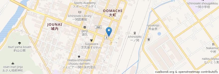 Mapa de ubicacion de どんちゃん en Giappone, Prefettura Di Iwate, Ichinoseki.