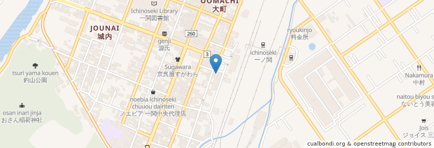 Mapa de ubicacion de バスセンター en Japão, 岩手県, 一関市.