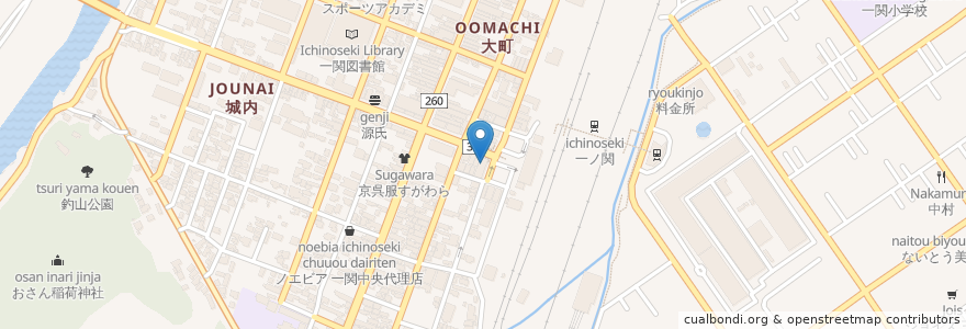 Mapa de ubicacion de 一ノ関ホルモン　千年の宴 en 日本, 岩手県, 一関市.