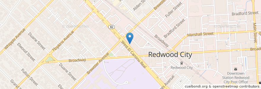 Mapa de ubicacion de Sodini's en アメリカ合衆国, カリフォルニア州, San Mateo County, Redwood City.