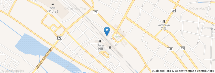 Mapa de ubicacion de 上田駅前郵便局 en 日本, 長野県, 上田市.