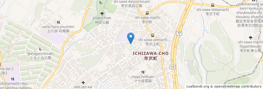 Mapa de ubicacion de 熊野神社 en 日本, 神奈川縣, 横滨市, 旭区.