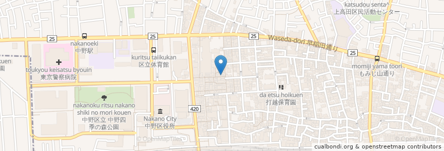 Mapa de ubicacion de あぶら屋 en 日本, 東京都, 中野区.