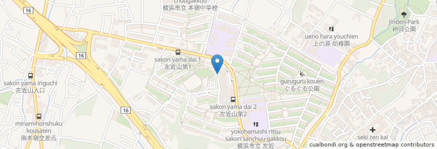 Mapa de ubicacion de 左近山耳鼻科眼科 en Giappone, Prefettura Di Kanagawa, 横浜市, 旭区.