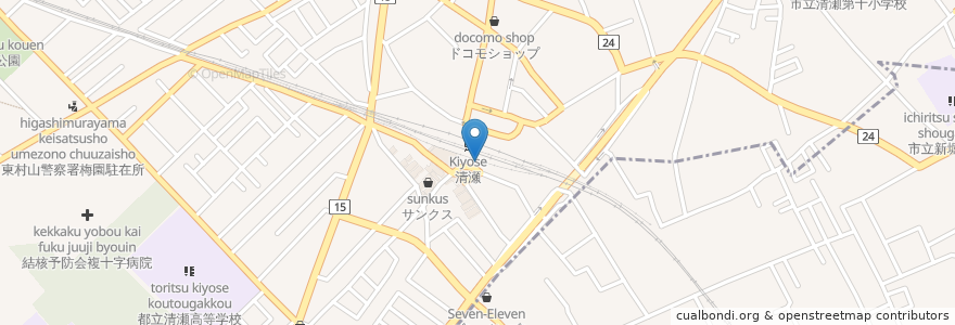 Mapa de ubicacion de NICOLA PIZZA 清瀬駅南口店 en 日本, 東京都, 清瀬市.