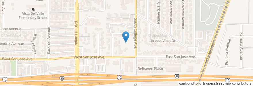 Mapa de ubicacion de San Antonio High School - Community Day School en 美利坚合众国/美利堅合眾國, 加利福尼亚州/加利福尼亞州, 洛杉矶县, Claremont.
