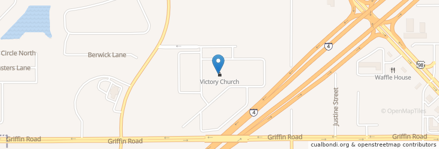 Mapa de ubicacion de Victory Church en Amerika Syarikat, Florida, Polk County, Lakeland.