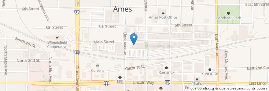 Mapa de ubicacion de Wells Fargo en Verenigde Staten, Iowa, Story County, Ames.
