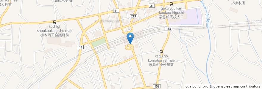 Mapa de ubicacion de タクシー乗り場 en Giappone, Prefettura Di Tochigi, 栃木市.