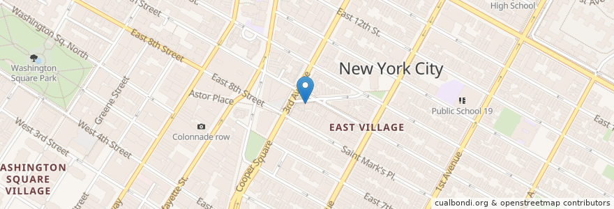 Mapa de ubicacion de Village Yokocho en Amerika Syarikat, New York, New York, New York County, Manhattan Community Board 3, Manhattan.