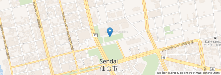Mapa de ubicacion de 宮城県庁 en Japón, Prefectura De Miyagi, 仙台市, 青葉区.