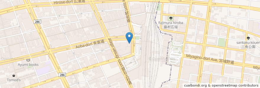 Mapa de ubicacion de DATE BIKEサービスステーション en Jepun, 宮城県, 仙台市, 青葉区.