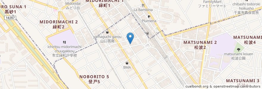 Mapa de ubicacion de Aloho Kitchen en Japonya, 千葉県, 千葉市, 中央区, 稲毛区.