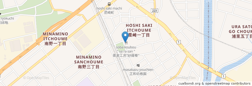 Mapa de ubicacion de 蕎麦工房"紗羅餐" en اليابان, 愛知県, 名古屋市, 南区.