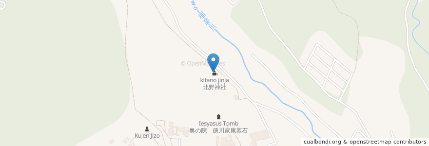 Mapa de ubicacion de 北野神社 en ژاپن, 栃木県, 日光市.