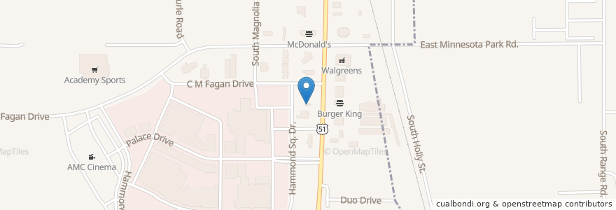 Mapa de ubicacion de Smoothie King en 美利坚合众国/美利堅合眾國, 路易斯安那州, Tangipahoa Parish, Hammond.