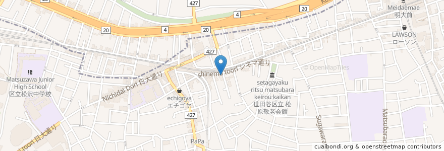 Mapa de ubicacion de 下高井戸シネマ en 일본, 도쿄도, 世田谷区.
