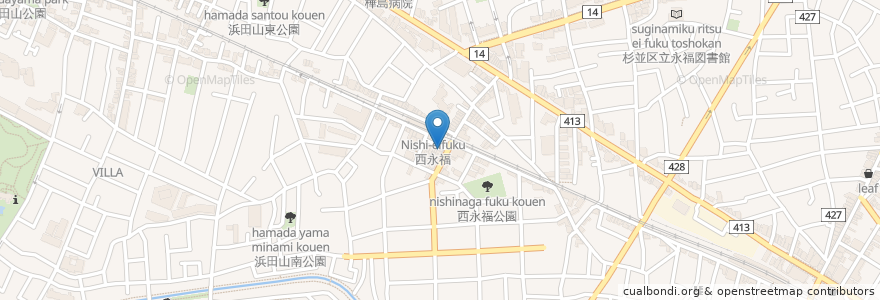 Mapa de ubicacion de 博多ラーメン 長浜や en اليابان, 東京都, 杉並区.
