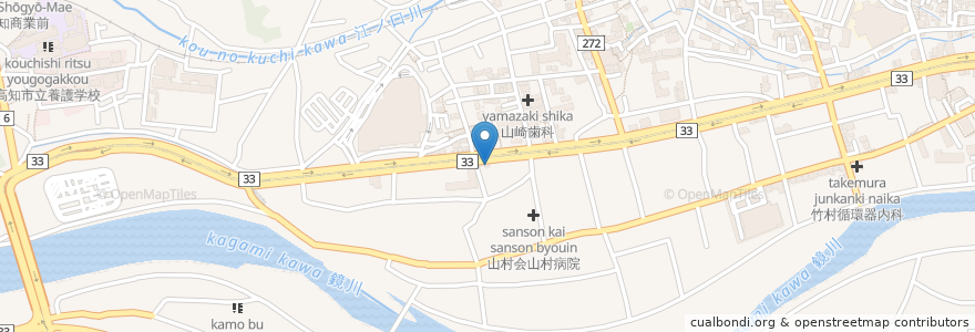 Mapa de ubicacion de 大黒家飯店 en 일본, 고치현, 고치시.