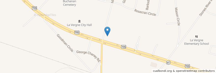 Mapa de ubicacion de Taco Bell en Amerika Syarikat, Tennessee, Rutherford County, La Vergne.