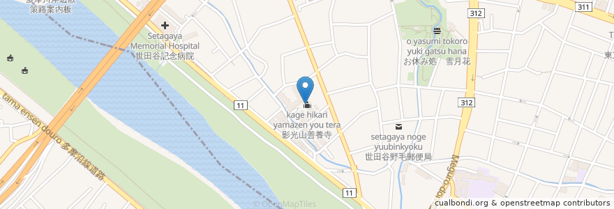 Mapa de ubicacion de 影光山善養寺 en Japan, Tokyo, Setagaya.
