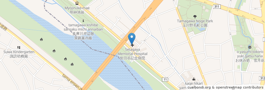 Mapa de ubicacion de Setagaya Memorial Hospital en Japan, Tokyo, Setagaya.