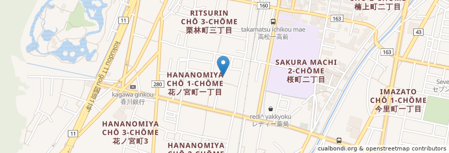 Mapa de ubicacion de はらだ産婦人科医院 en اليابان, كاغاوا, 高松市.