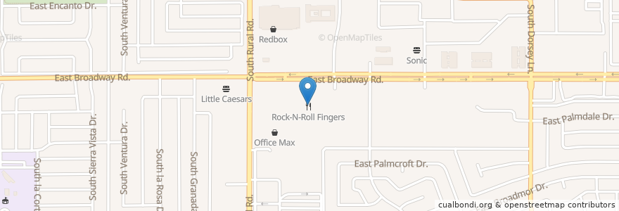 Mapa de ubicacion de Rock-N-Roll Fingers en Verenigde Staten, Arizona, Maricopa County, Tempe.