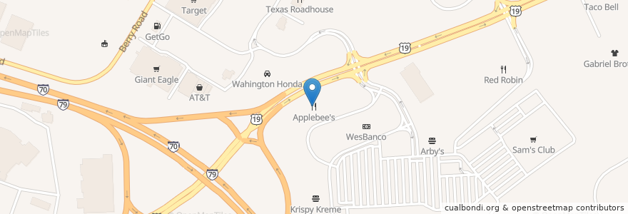 Mapa de ubicacion de Applebee's en Stati Uniti D'America, Pennsylvania, Washington County, South Strabane Township.