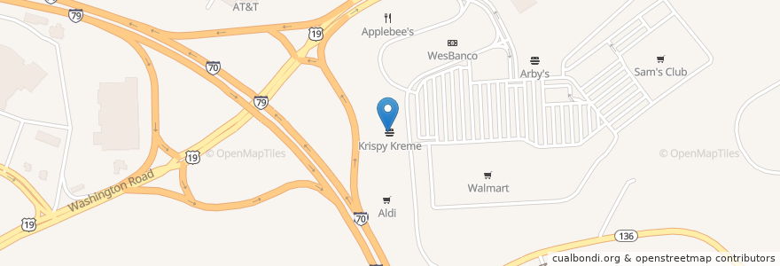 Mapa de ubicacion de Krispy Kreme en Vereinigte Staaten Von Amerika, Pennsylvania, Washington County, South Strabane Township.