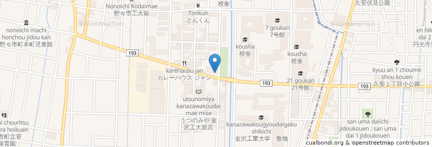 Mapa de ubicacion de 髭鬚張魯肉飯 金沢工大前店 en Giappone, Prefettura Di Ishikawa, 野々市市.
