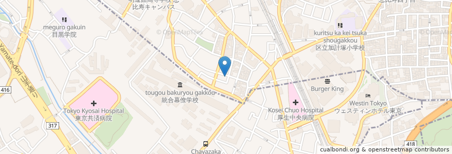 Mapa de ubicacion de 三井のリパーク en Japonya, 東京都, 目黒区.