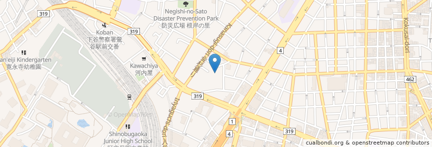 Mapa de ubicacion de 英信寺 en Jepun, 東京都, 台東区.
