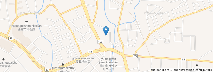 Mapa de ubicacion de 湯倉神社 en Japan, 北海道, 渡島総合振興局, 函館市.
