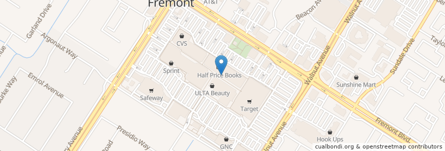 Mapa de ubicacion de United States Post Office en United States, California, Alameda County, Fremont.