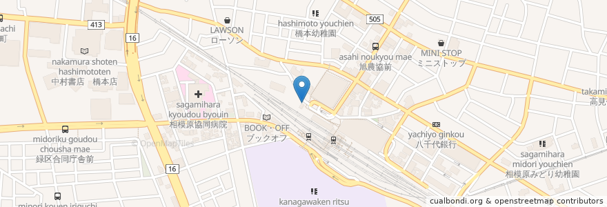 Mapa de ubicacion de 喫煙所 en Япония, Канагава, Сагамихара, Мидори.