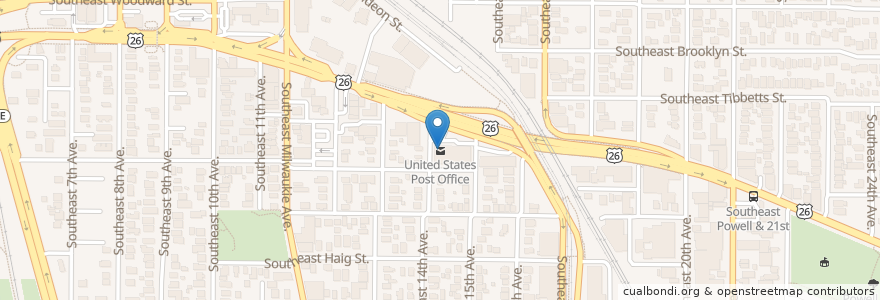 Mapa de ubicacion de United States Post Office en 美利坚合众国/美利堅合眾國, 俄勒冈州/俄勒岡州, Portland, Multnomah County.