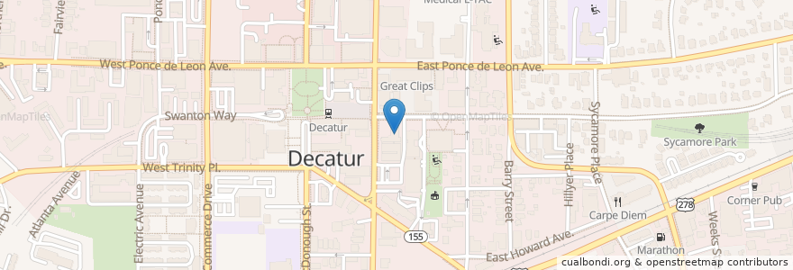 Mapa de ubicacion de Decatur Presbyterian Church en Соединённые Штаты Америки, Джорджия, Dekalb County, Decatur.