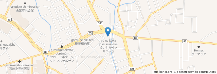 Mapa de ubicacion de 湯の川女性クリニック en Japan, Präfektur Hokkaido, 渡島総合振興局, 函館市.