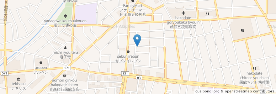 Mapa de ubicacion de 魚来亭 en Japan, Präfektur Hokkaido, 渡島総合振興局, 函館市.
