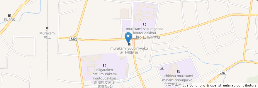Mapa de ubicacion de 村上郵便局 en 日本, 新潟県, 村上市.