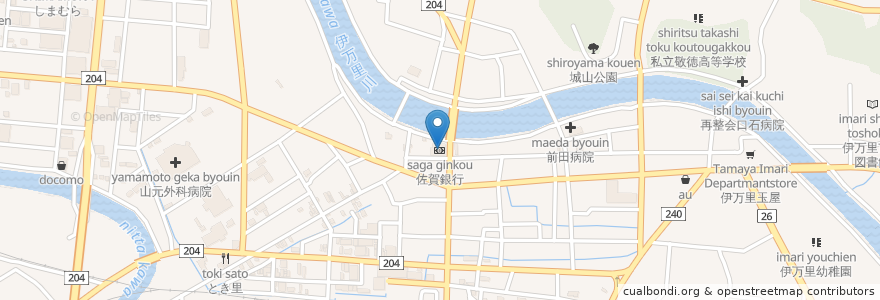 Mapa de ubicacion de 佐賀銀行 en 日本, 佐賀県, 伊万里市.