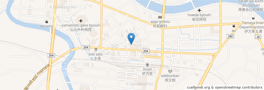 Mapa de ubicacion de 岡村医院 en 日本, 佐賀県, 伊万里市.