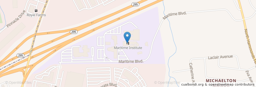 Mapa de ubicacion de Maritime Institute en الولايات المتّحدة الأمريكيّة, ماريلاند, Anne Arundel County, Linthicum.